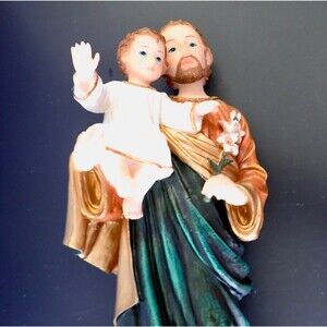 St. Joseph Statue Holding Baby Jesus Roman Catholic Figurine Large 10" Tall 2 lb